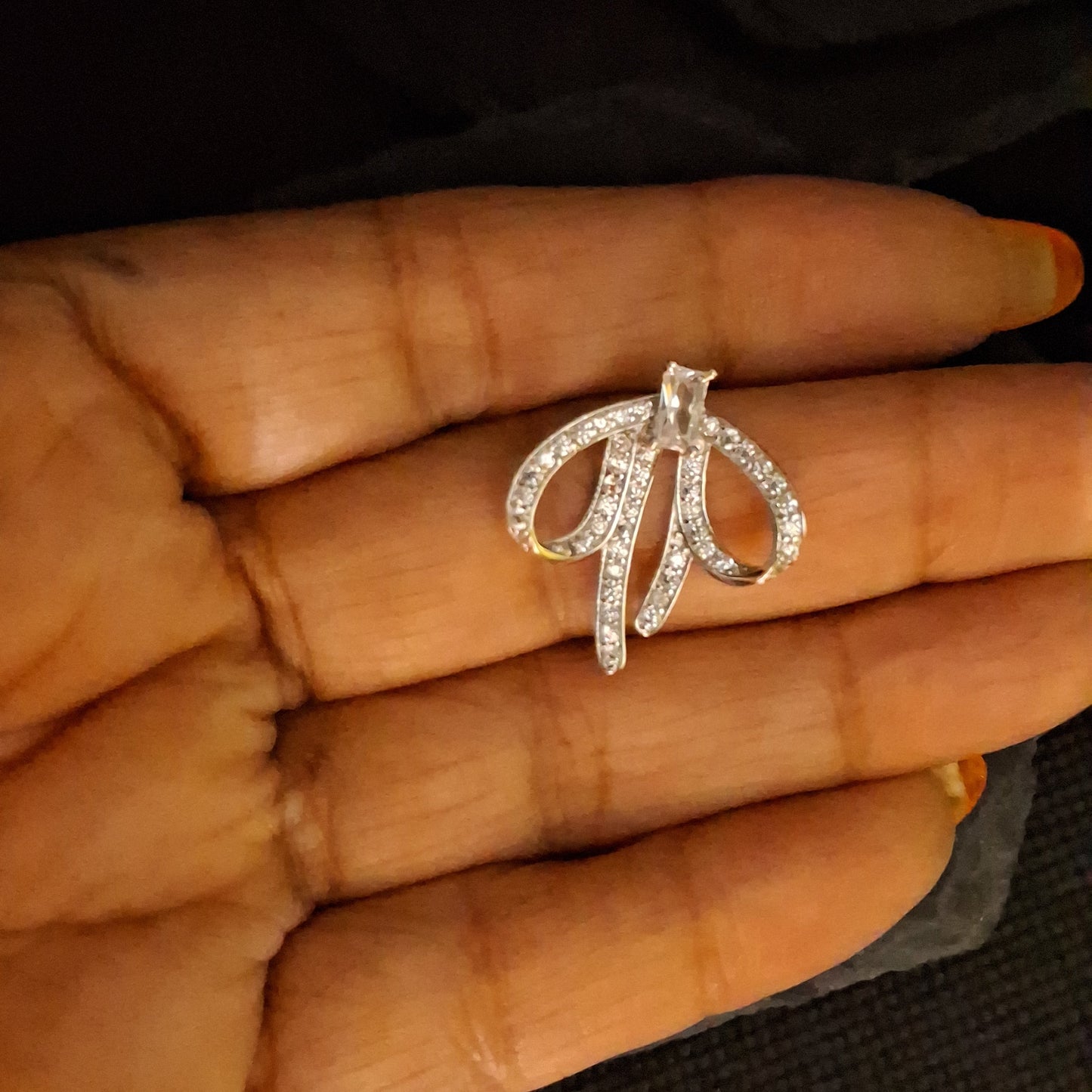 Large Zircon Dropped Bow Connector