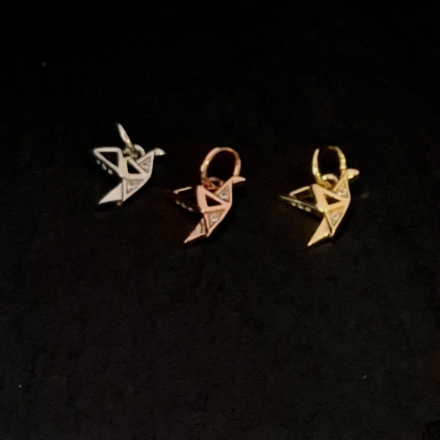Paper Crane zircon pendant