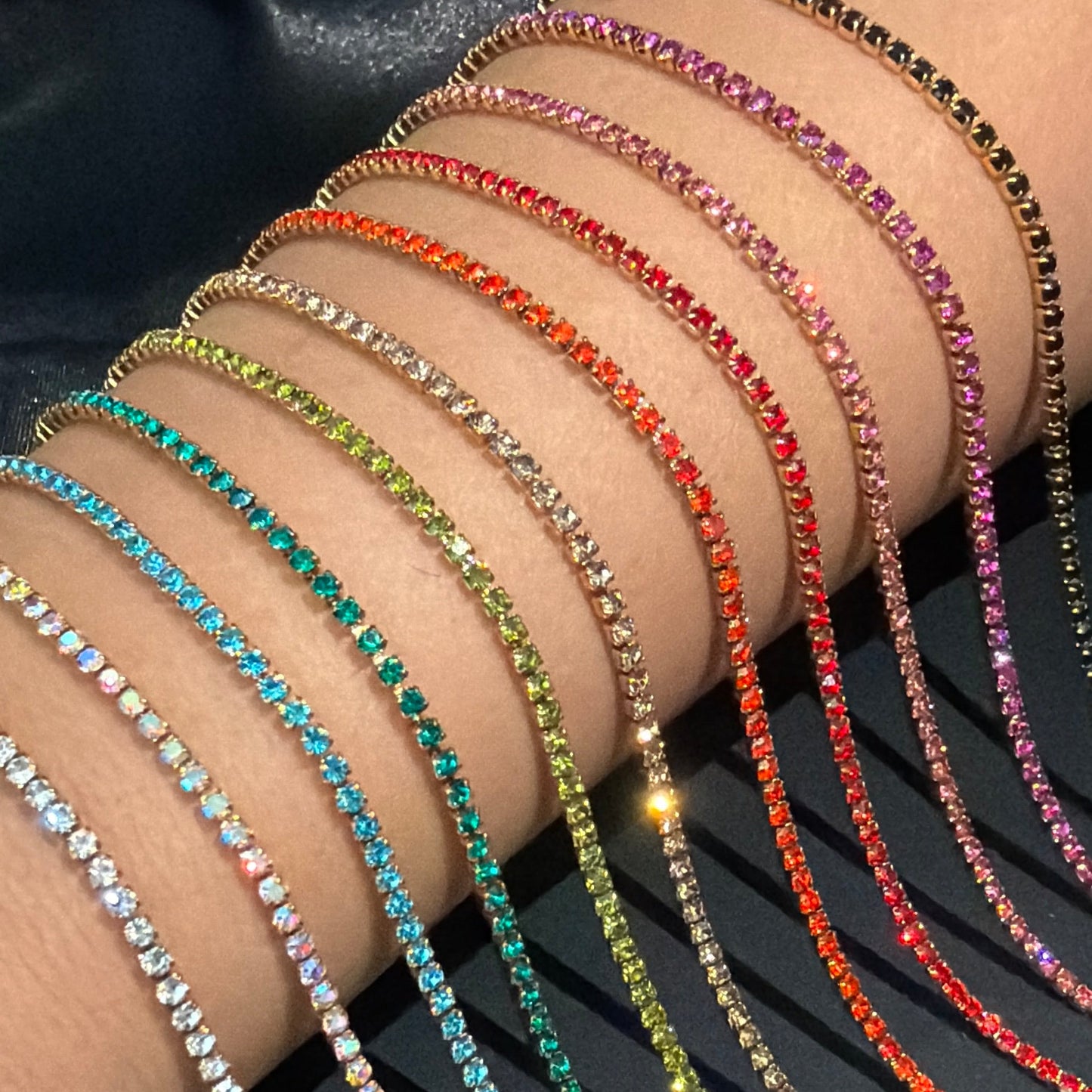 3mm Coloured Stone Tennis Chain - 18k PVD Plated Stainless Steel