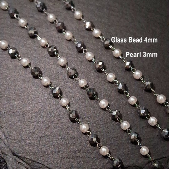 Imitation Pearl & Glass Bead Chain