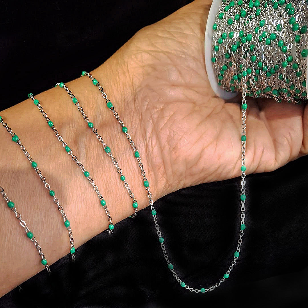 Enamel Bead Chains - Stainless Steel PVD plated