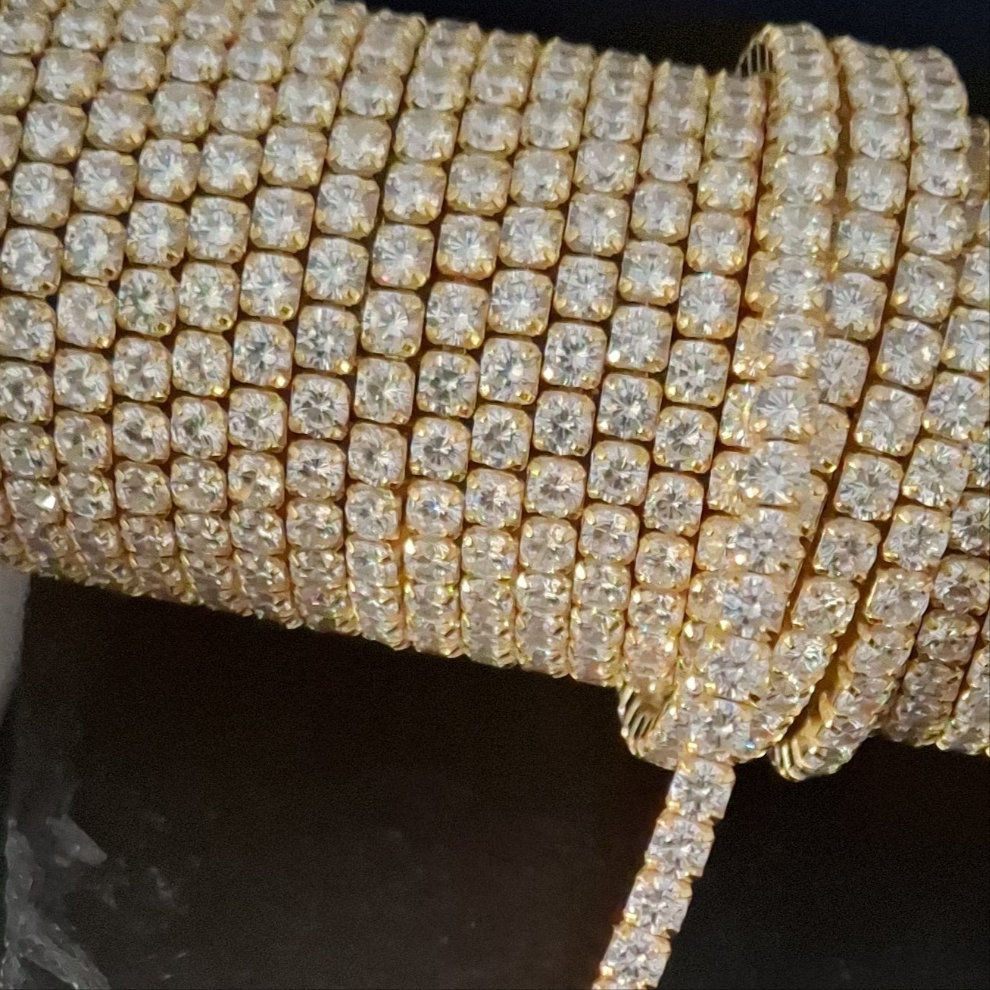 High‑quality sterling silver tennis chain for jewellery making, shown in close detail