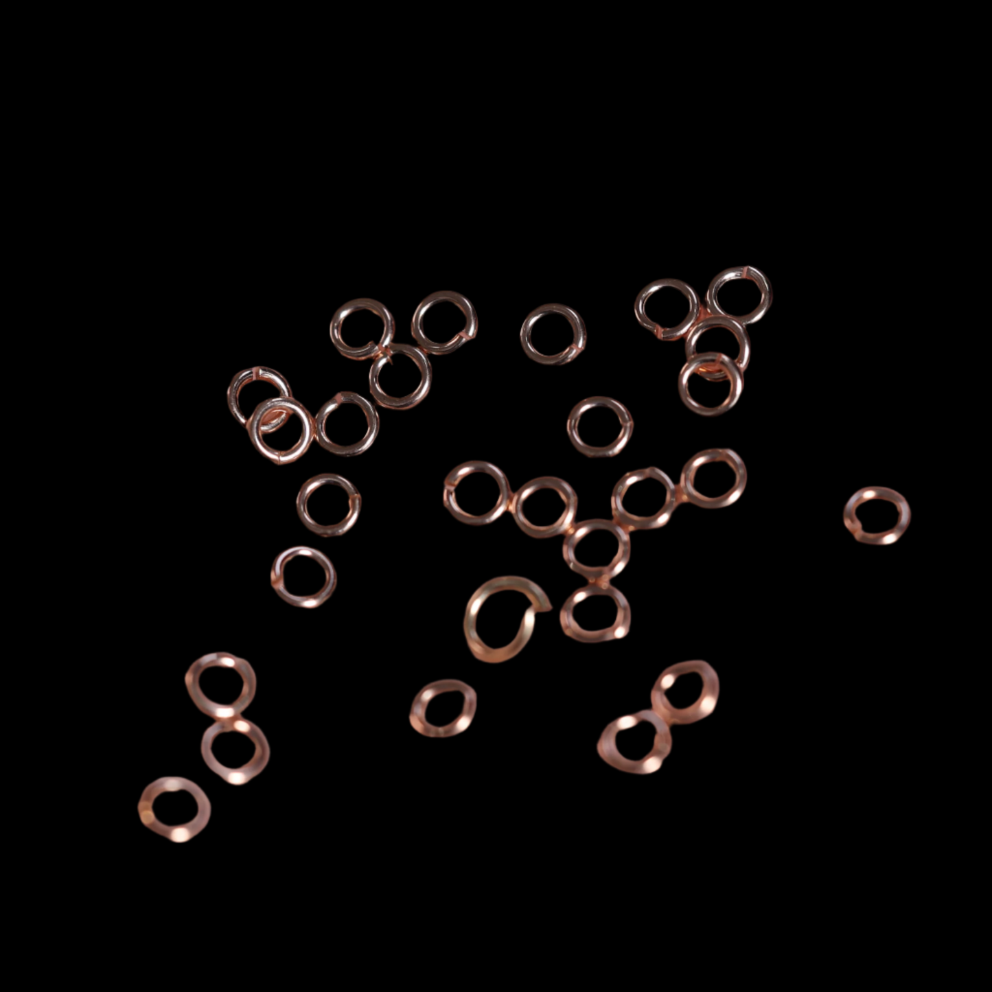 Rose gold jump rings for jewellery makers – close‑up detail