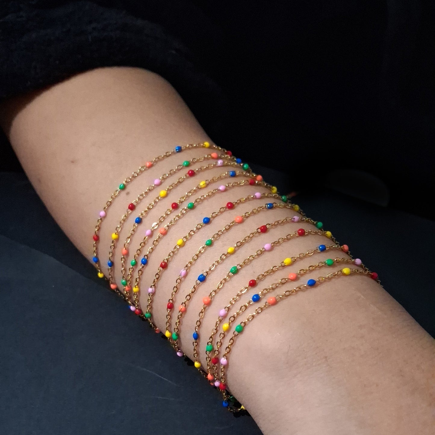 Enamel Bead Chains - Stainless Steel PVD plated