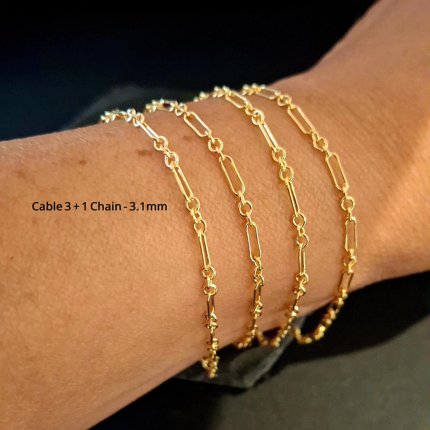 Cable Chain 3+1 raw uncut for jewellery making wholesale price by the metre SSAV