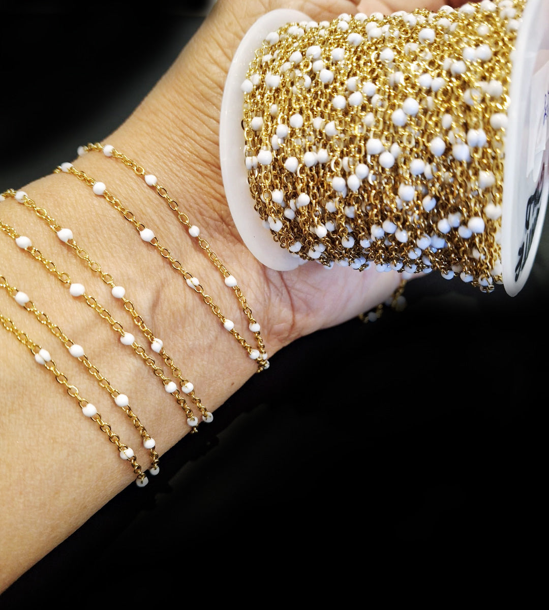 Enamel Bead Chains - Stainless Steel PVD plated