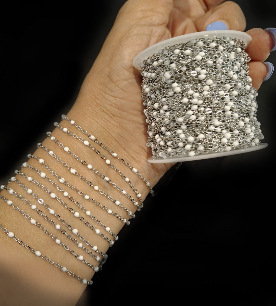 Enamel Bead Chains - Stainless Steel PVD plated