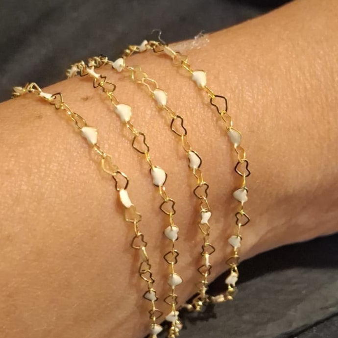 Enamel Bead Hollow Heart Chain