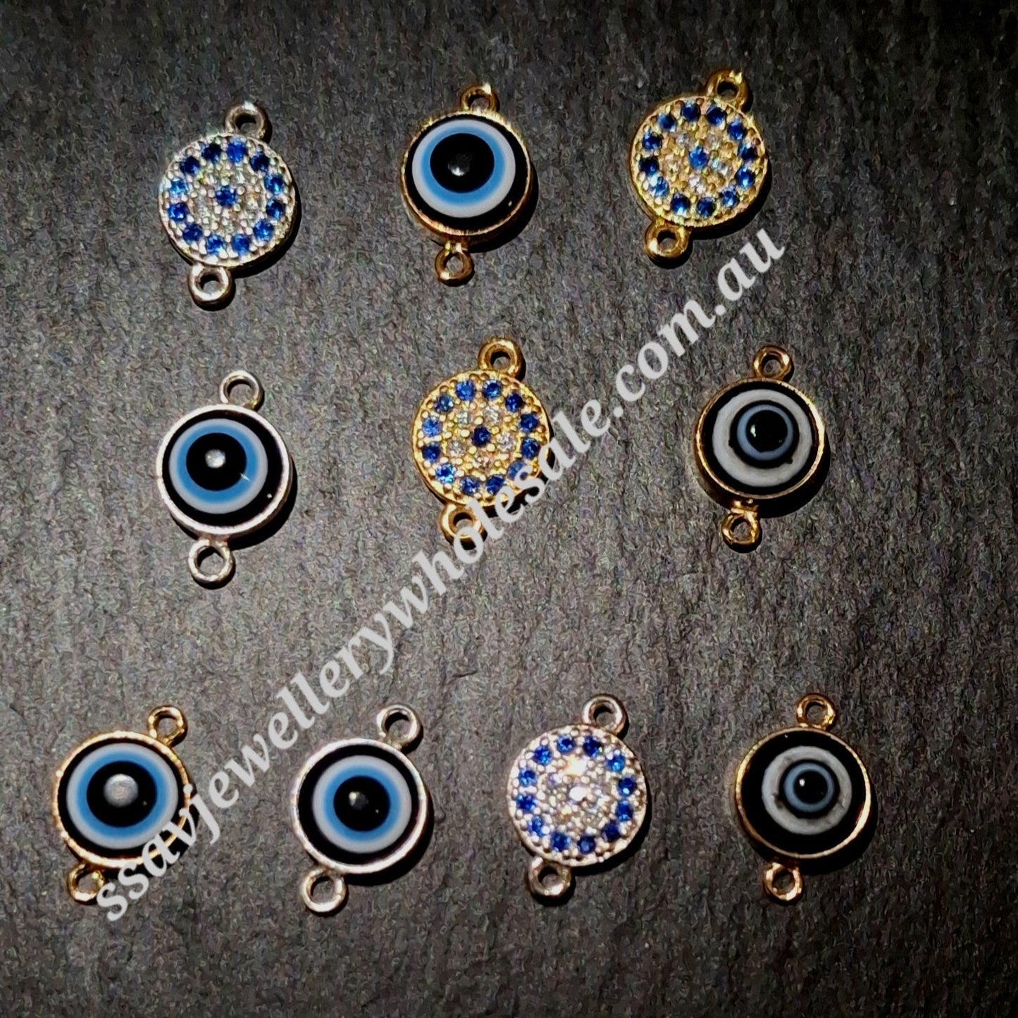 Black Ring Evil Eye Connector