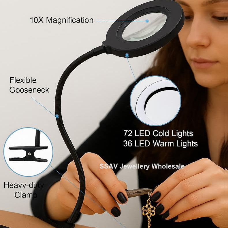 LED Jewellery Magnifying Glass - Adjustable Gooseneck