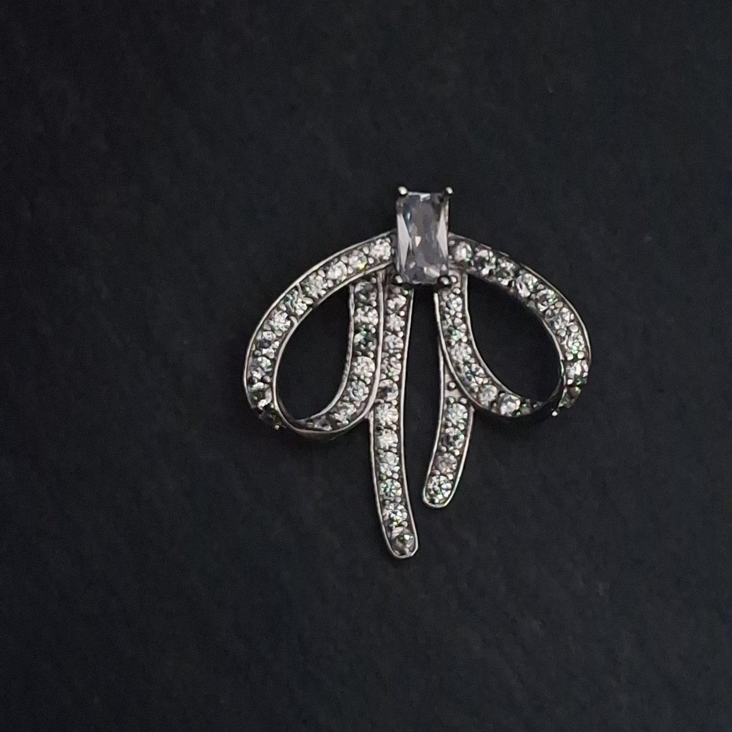 Large Zircon Dropped Bow Connector