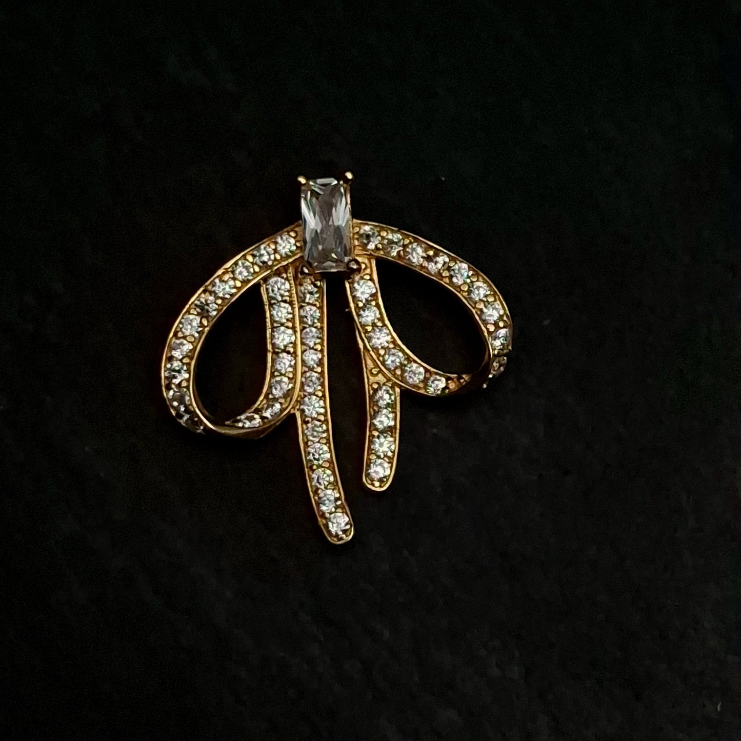 Large Zircon Dropped Bow Connector