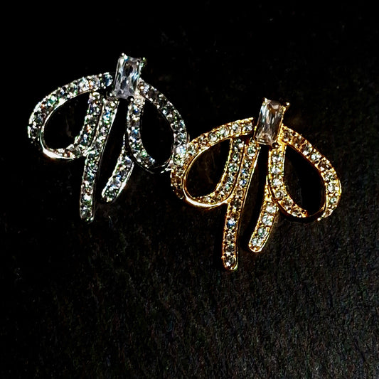 Large Zircon Dropped Bow Connector