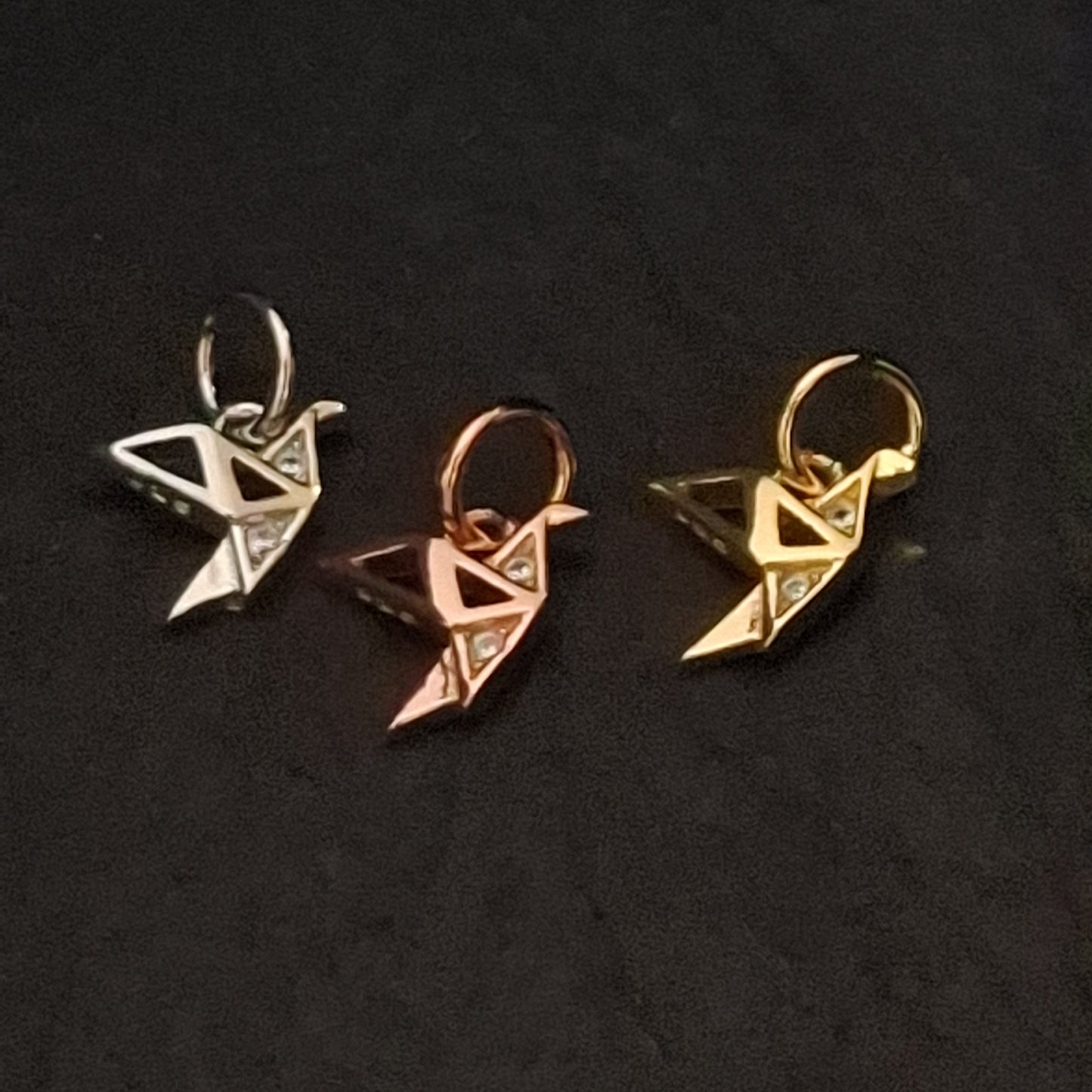 Paper Crane zircon pendant