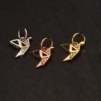 Paper Crane zircon pendant