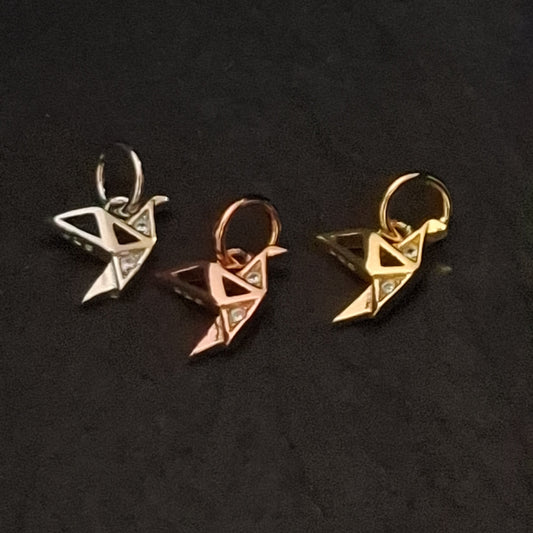 Paper Crane zircon pendant