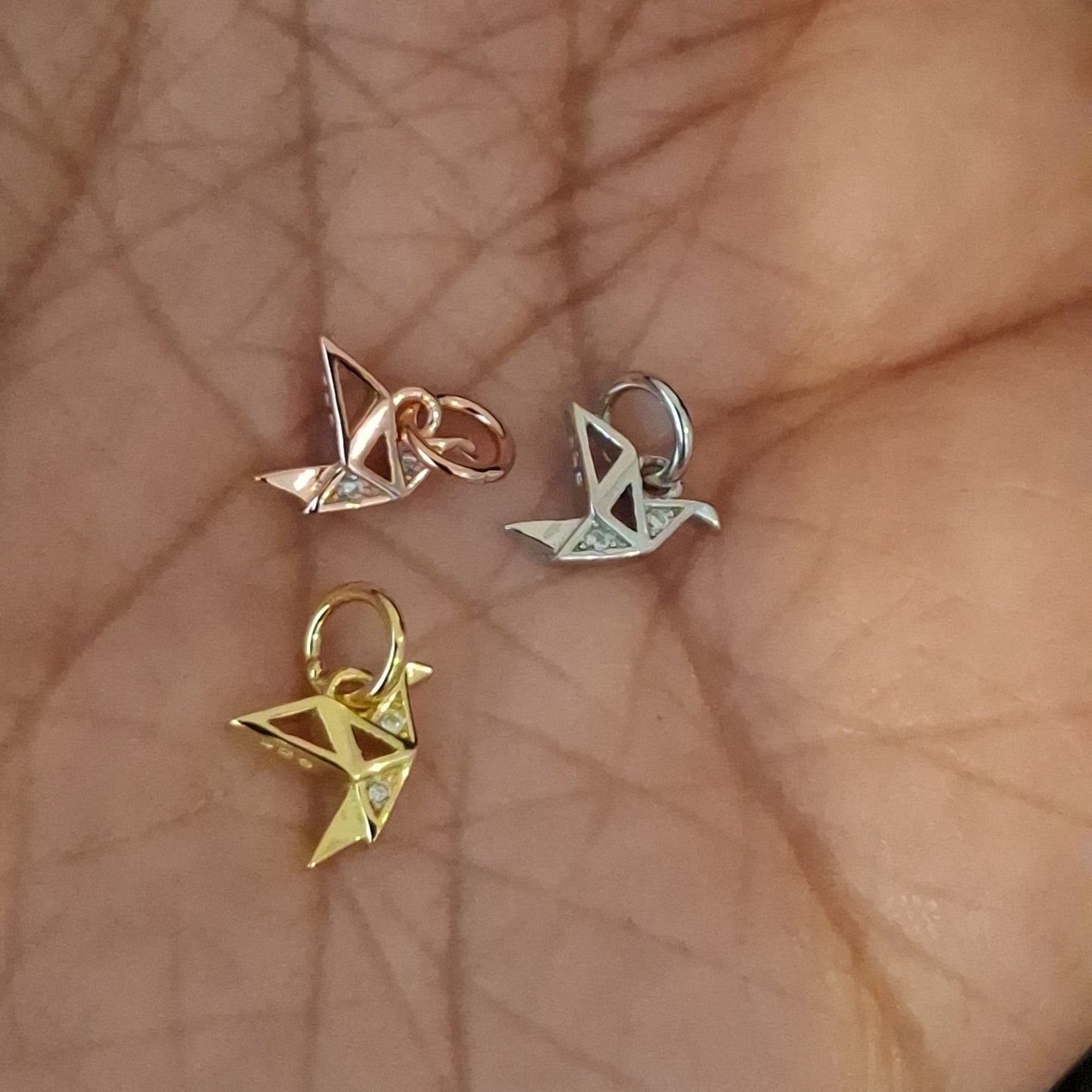 Paper Crane zircon pendant