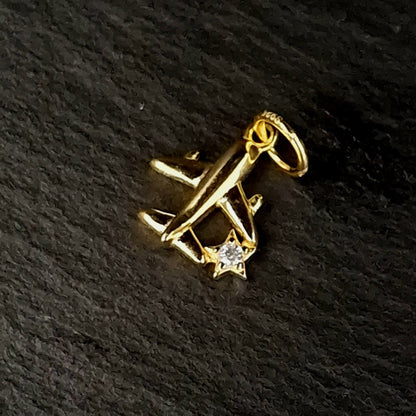 Airplane with Star Zircon Pendant