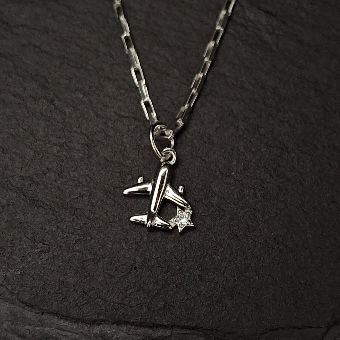 Airplane with Star Zircon Pendant