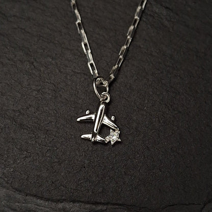 Airplane with Star Zircon Pendant