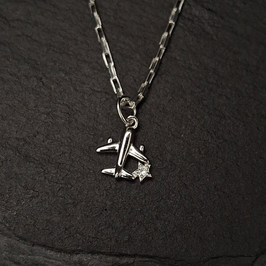 Airplane with Star Zircon Pendant
