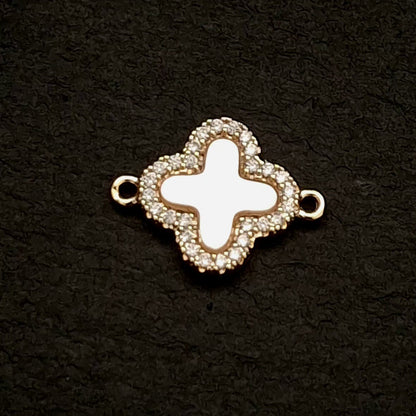 Shell Filled Clover Zircon Outline Connector