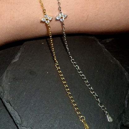 Flower Zircon Cross Bracelet – Finished Piece