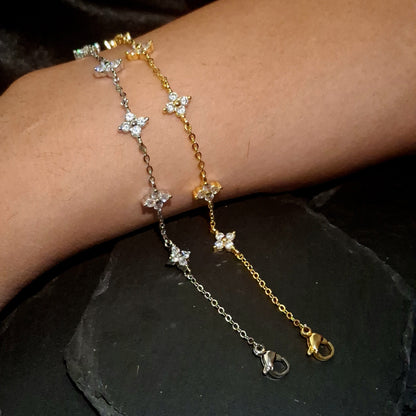 Flower Zircon Cross Bracelet – Finished Piece