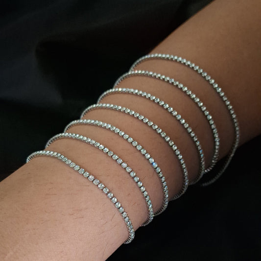 Tennis Chain PVD Stainless Steel for bracelet on a wrist showing white stones 