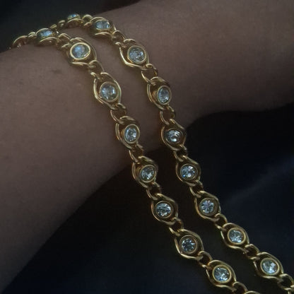 Large 8mm Round Zircon Interlinked Chain