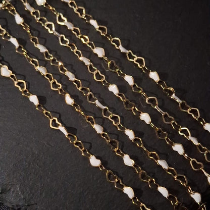 Enamel Bead Hollow Heart Chain
