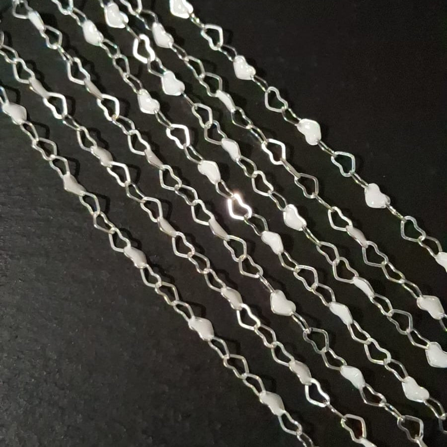 Enamel Bead Hollow Heart Chain
