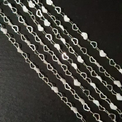 Enamel Bead Hollow Heart Chain