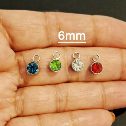 6mm Gemstone Pendants - Stainless Steel
