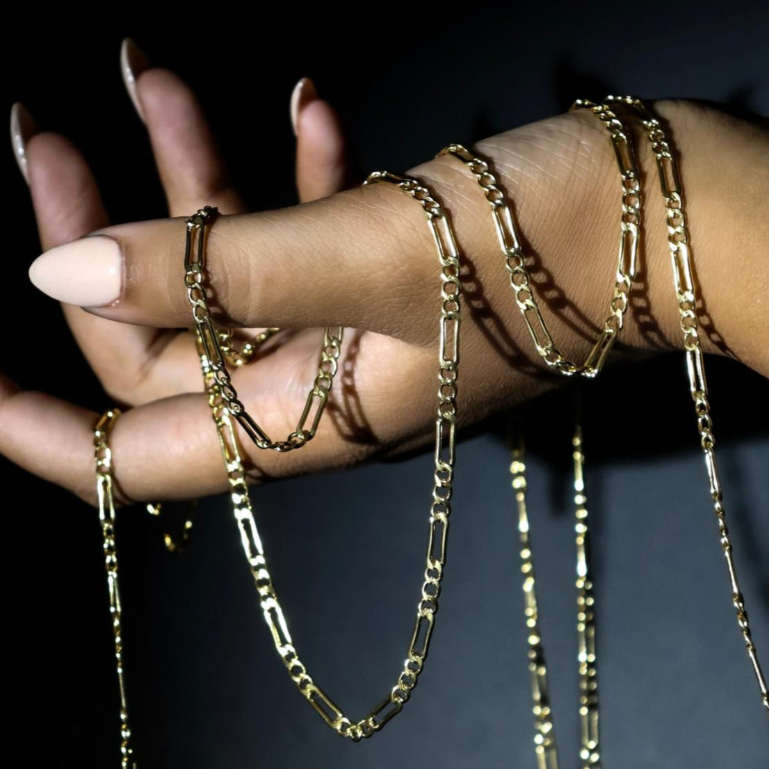 Unfinished gold filled Figaro chain for permanent jewellery artists.
