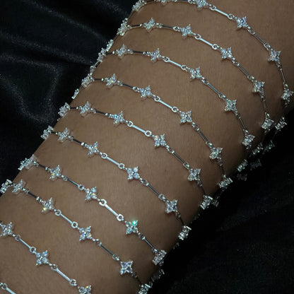 Clover Zircon Bar Chain