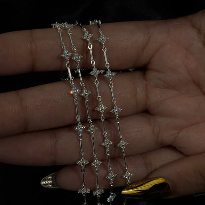 Clover Zircon Bar Chain