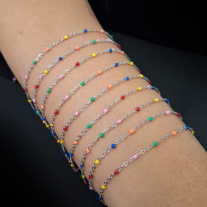 Enamel Bead Chains - Stainless Steel PVD plated