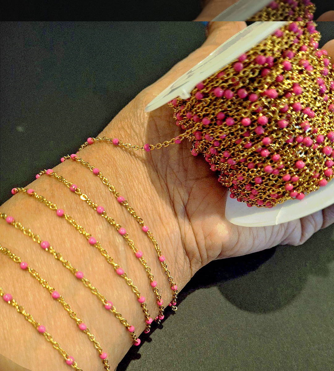 Enamel Bead Chains - Stainless Steel PVD plated