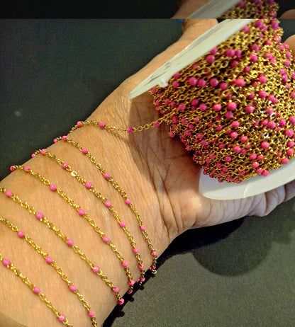 Enamel Bead Chains - Stainless Steel PVD plated