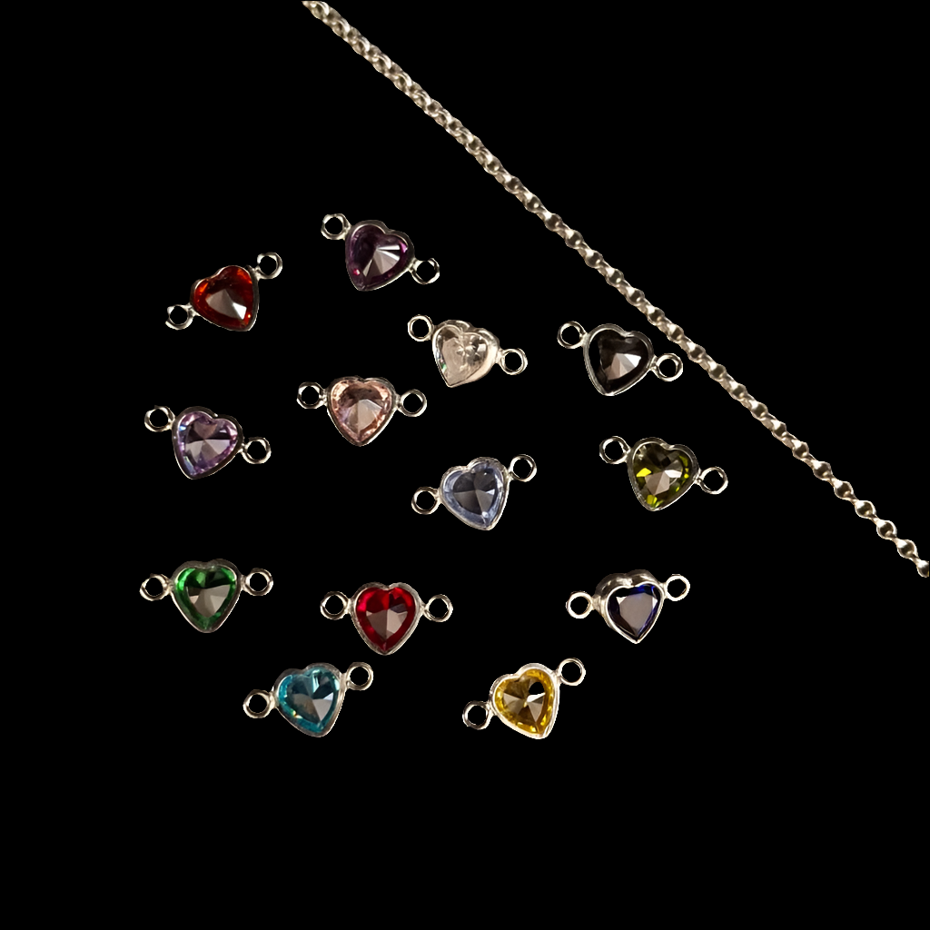 Bezel Heart Gemstone Connectors