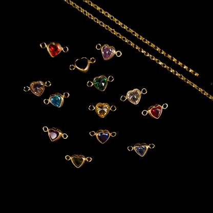 Bezel Heart Gemstone Connectors