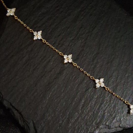 Flower Zircon Cross Bracelet – Finished Piece