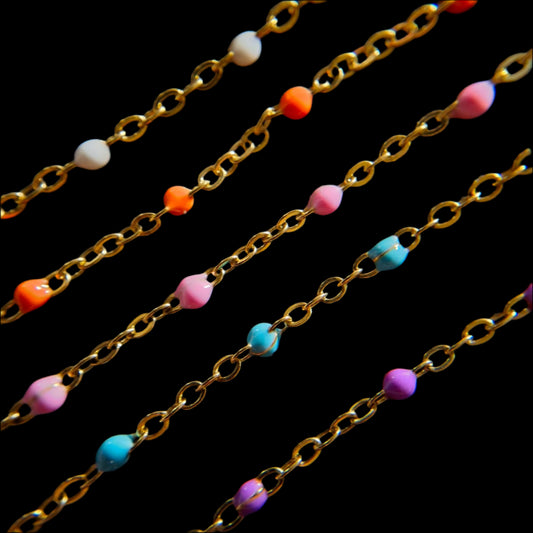 Enamel Bead Chains - Stainless Steel