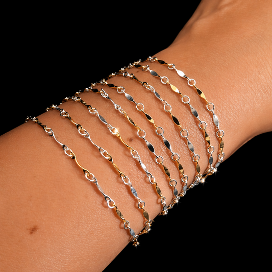 Mixed Metal Dapped Bar Chain