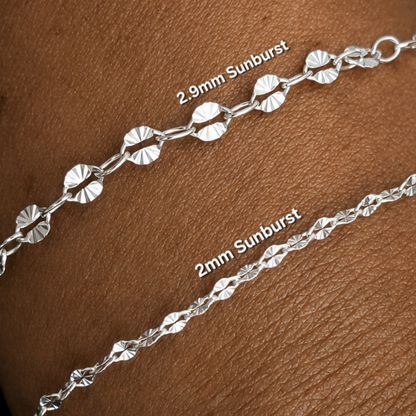 2mm Sunburst Lip Chain