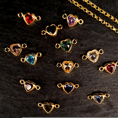 Bezel Heart Gemstone Connectors