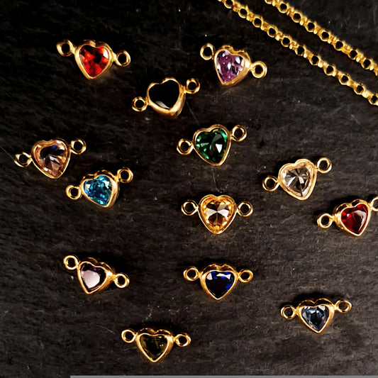 Bezel Heart Gemstone Connectors